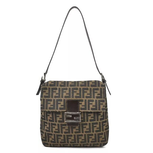 FENDI Zucca Shoulder Bag Brown Canvas/Leather - Picture 1 of 13